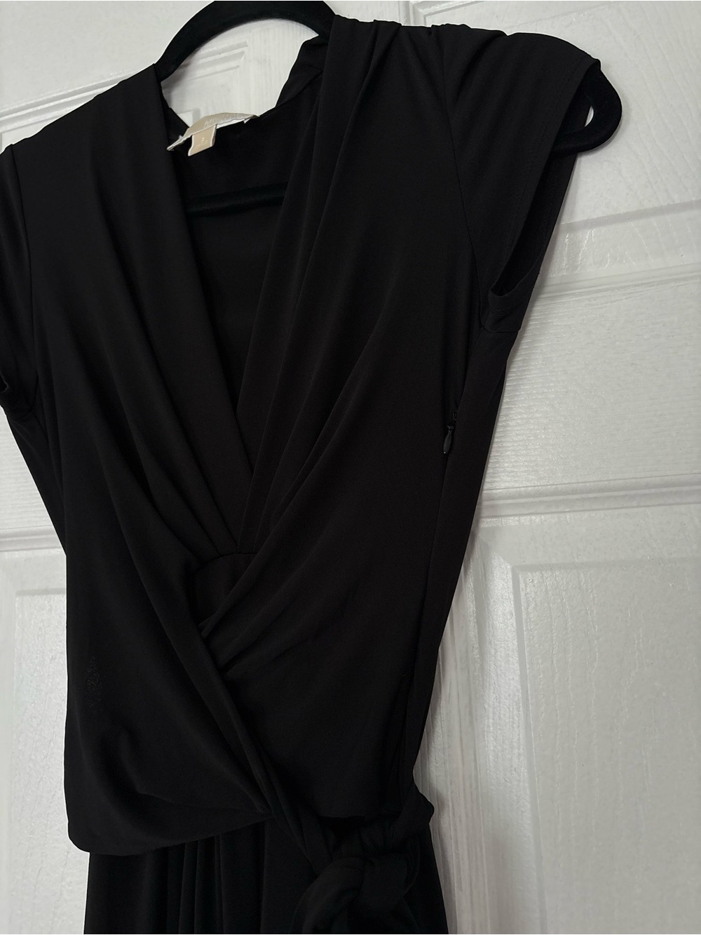 Michael Kors Black Jersey Wrap Maxi Dress with Gold Logo Plate Size 2 - Picture 3 of 7